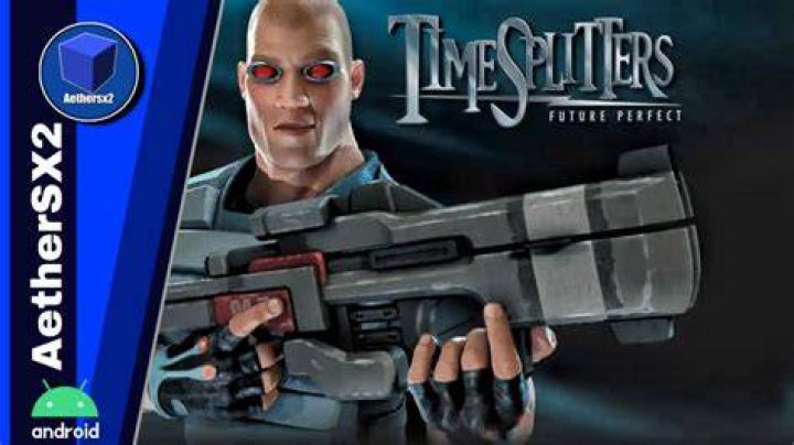 AetherSX2 emulator edit showing TimeSplitters game on a phone in hand