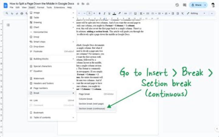 break text google docs