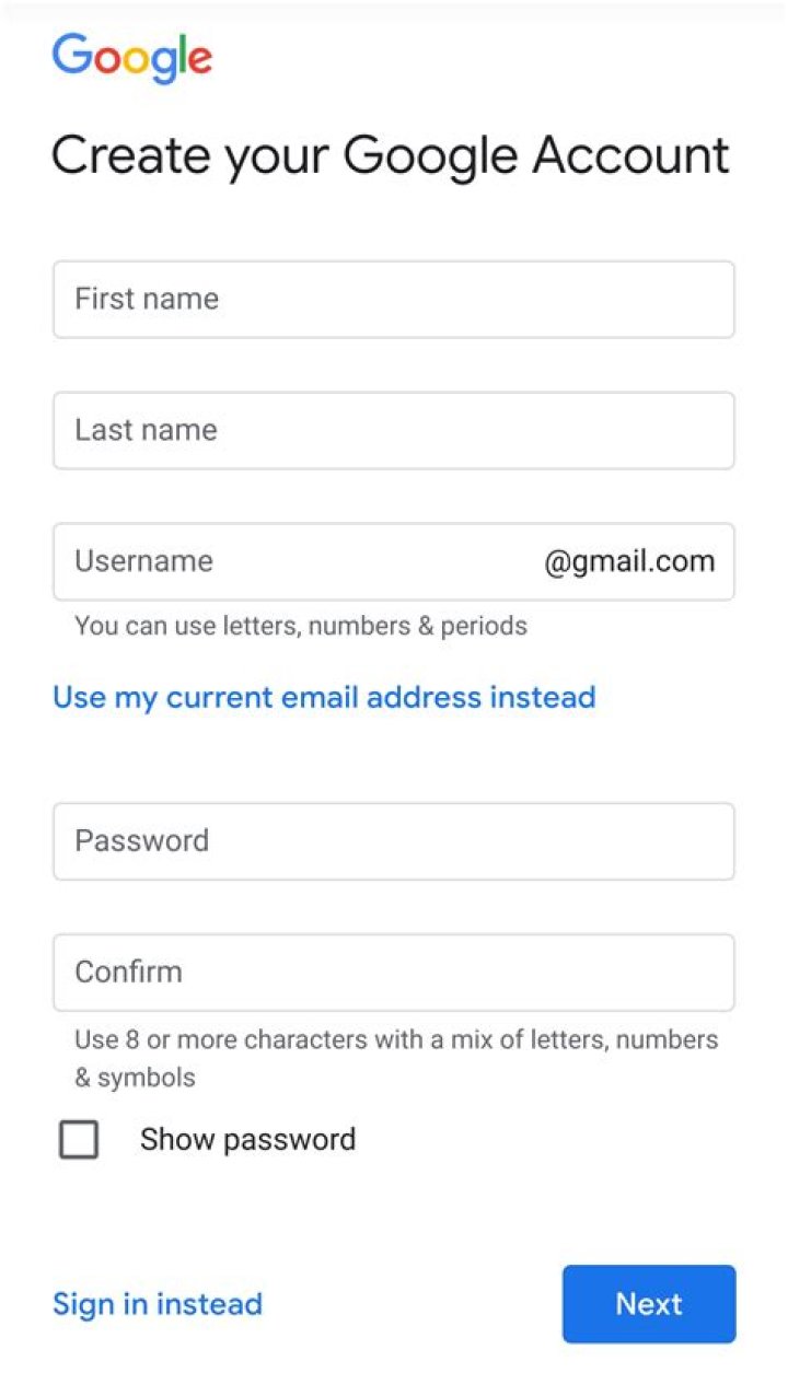 creating an account with an email creating an account with an email