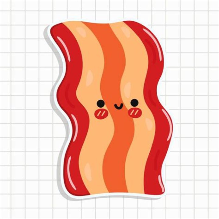 Cute Funny Bacon Sticker. Vector Hand Drawn Cartoon Kawaii Character