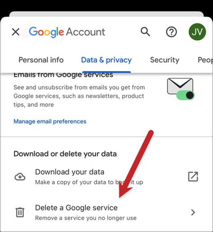 delete iPhone google account