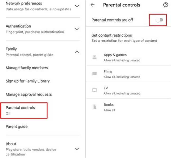 Google Play Parental Controls Ratings