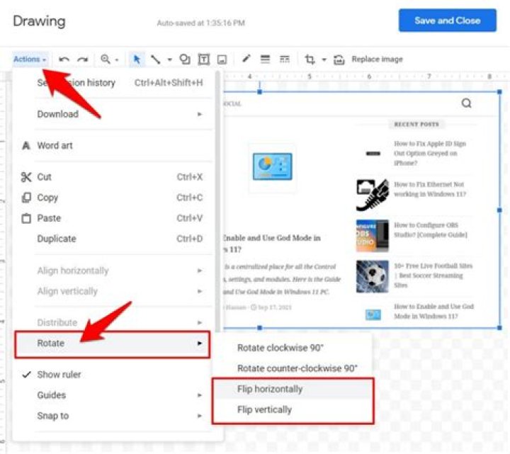 How to flip an image in Google Docs