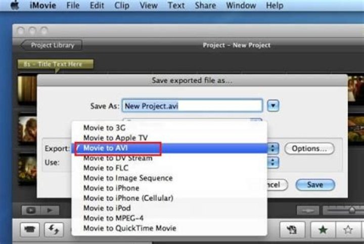 imovie export options