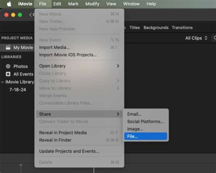 ios imovie share menu