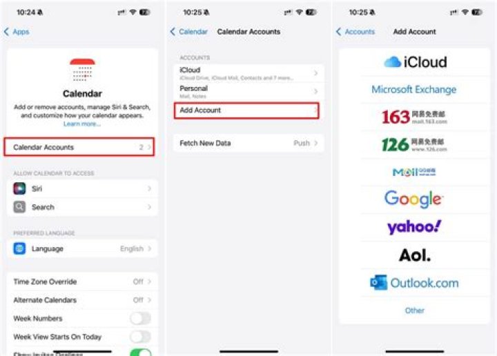 iphone calendar accounts
