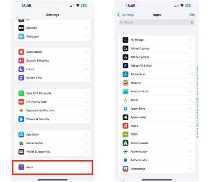 iPhone settings in iOS 15