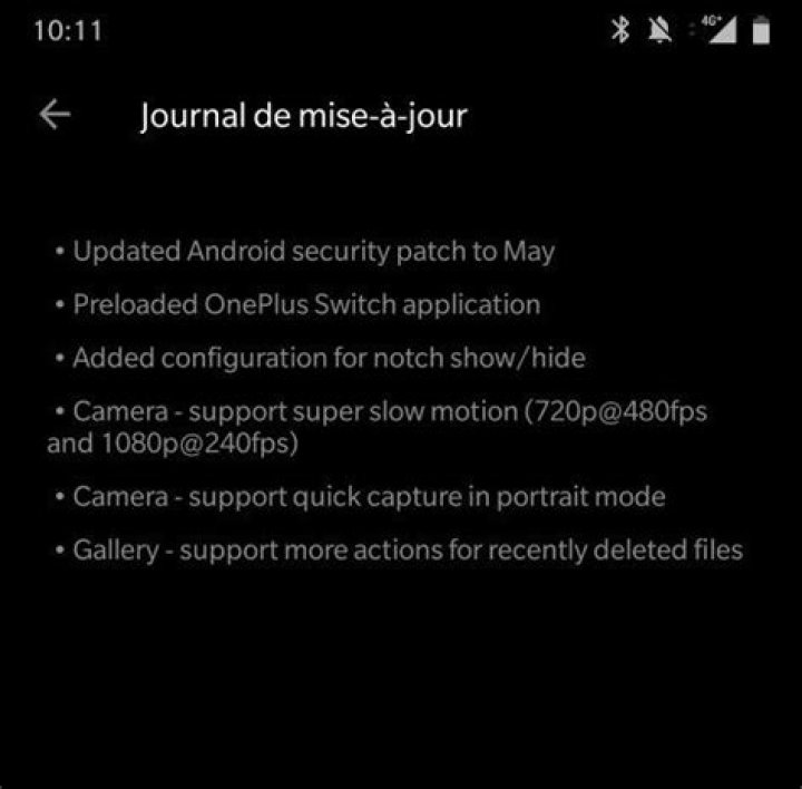 OnePlus 6 update adds notch 