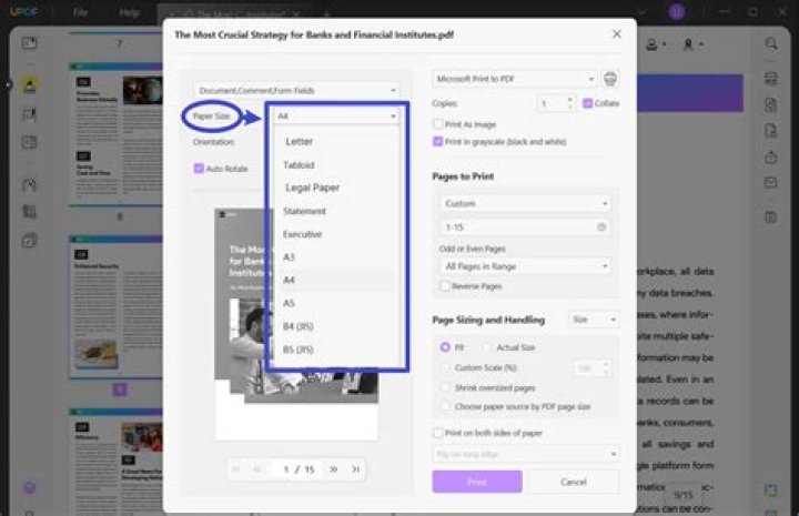 select your page size and then click ok