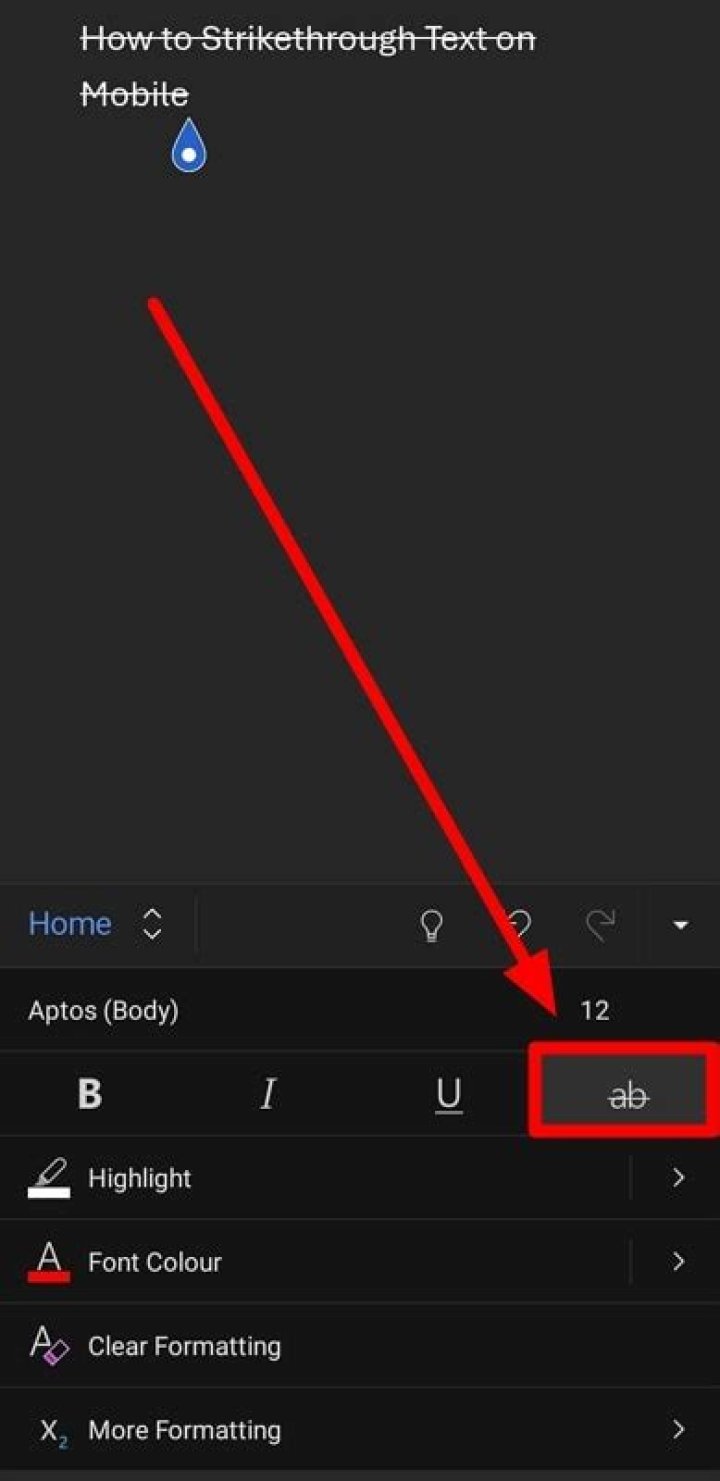strikethrough on mobile app