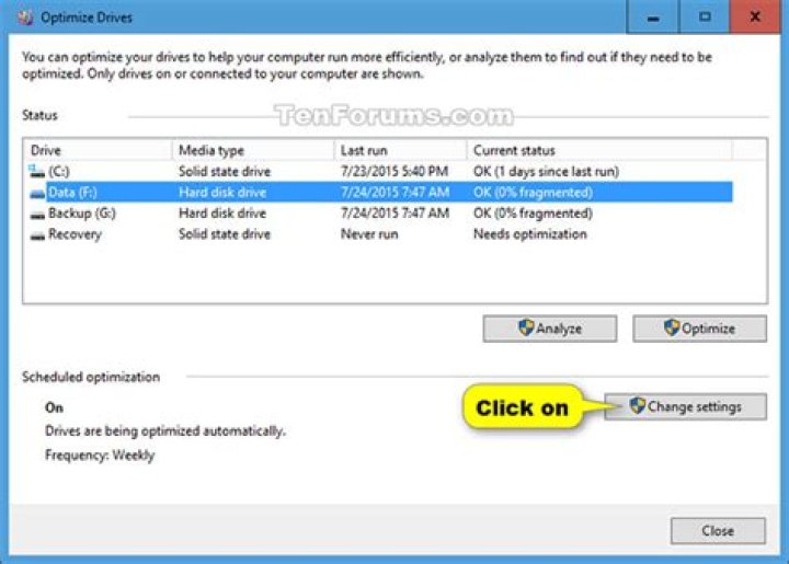 Windows 10 analyze and optimize