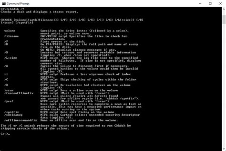 Windows 10 chkdsk command
