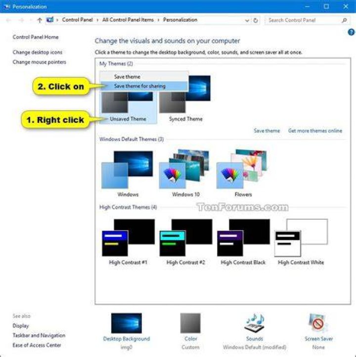 Windows 10 Save Theme for Sharing