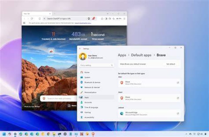 Windows 11 default browser file and link type