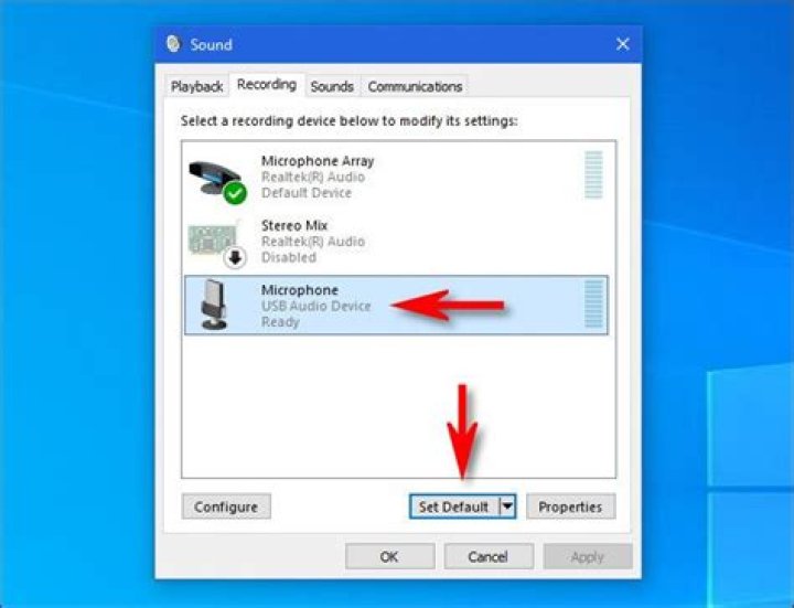 Windows default microphone